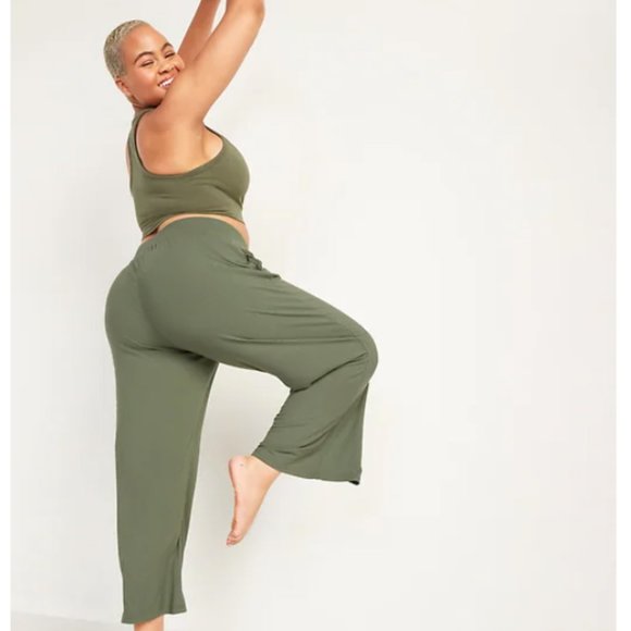 NWT Old Navy High-Waisted Pajama/Sweatpants; Olive Green; Medium (Regular) - Picture 2 of 10